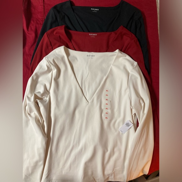 Old Navy Tops - Old Navy V-Neck Tops in Cream, Red, and Black